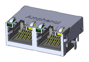 RJE722881412 - Modular Connector, RJ45 Jack, 1 x 2 (Ganged), 8P8C, Cat5e, Through Hole Mount - AMPHENOL COMMUNICATIONS SOLUTIONS