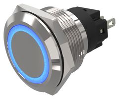 82-6551.0124 - LED Panel Mount Indicator, Blue, 24 V, 22 mm, 10 mA, IP65, IP67 - EAO