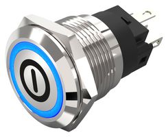 82-5151.1124.B001 - Vandal Resistant Switch, On/Off, 82 Series, 19 mm, SPDT, Momentary, Round Flat Flush, Natural - EAO