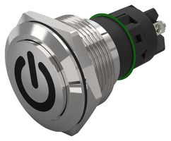 82-6162.1000.B002 - Vandal Resistant Switch, Standby, 82 Series, 22 mm, SPDT, Momentary, Round Raised Flat Flush - EAO