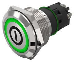 82-6152.1133.B001 - Vandal Resistant Switch, On/Off, 82 Series, 22 mm, SPDT, Momentary, Round Flat Flush, Natural - EAO