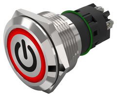 82-6152.2114.B002 - Vandal Resistant Switch, Standby, 82 Series, 22 mm, SPDT, Maintained, Round Flat Flush, Natural - EAO