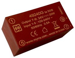 49240G - AC/DC PCB Mount Power Supply (PSU), ITE, Household & Transformers, 1 Output, 20 W, 24 VDC, 833 mA - MYRRA