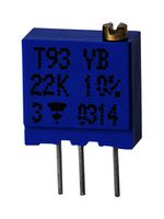 T93YA201JT20 - Trimpot, Multi Turn, Cermet, Top Adjust, 200 ohm, Through Hole, 23 Turns - VISHAY