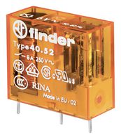 40.52.9.024.4000 - Power Relay, DPDT, 24 VDC, 8 A, 40 SERIES, Socket, Non Latching - FINDER