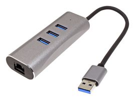 MP010444 - Converter, USB 3.2 Type A Plug to 3 Way USB Hub, RJ45 Jack, 10/100 Mbps, 1 Gbps - MULTICOMP PRO