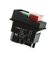 KJD17-22413-112 - Industrial Pushbutton Switch, KJD17 Series, DPST, Off-On, Square, Green, Red - E-SWITCH