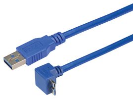 CA3A-90UMICB-03M - USB Cable, Type A Plug to Micro Type B Plug, 300 mm, 11.8 ", USB 3.0, Blue - L-COM