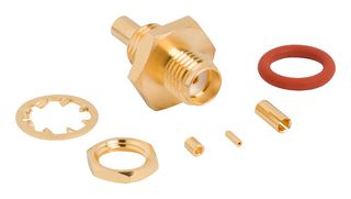901-10797 - RF / Coaxial Connector, SMA Coaxial, Straight Bulkhead Jack, Solder, Crimp, 50 ohm, 1.32mm Micro - AMPHENOL RF