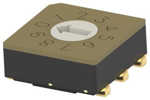 MRSSV0DG10SMJTR - Rotary Coded Switch, Vertical, MRSS Series, Surface Mount, 10 Position, 20 V, BCD Gray, 20 mA - ALCOSWITCH - TE CONNECTIVITY