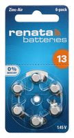 ZA13 - Battery, 1.4 V, PR48, Zinc Air, 310 mAh, Pressure Contact, 7.9 mm - RENATA