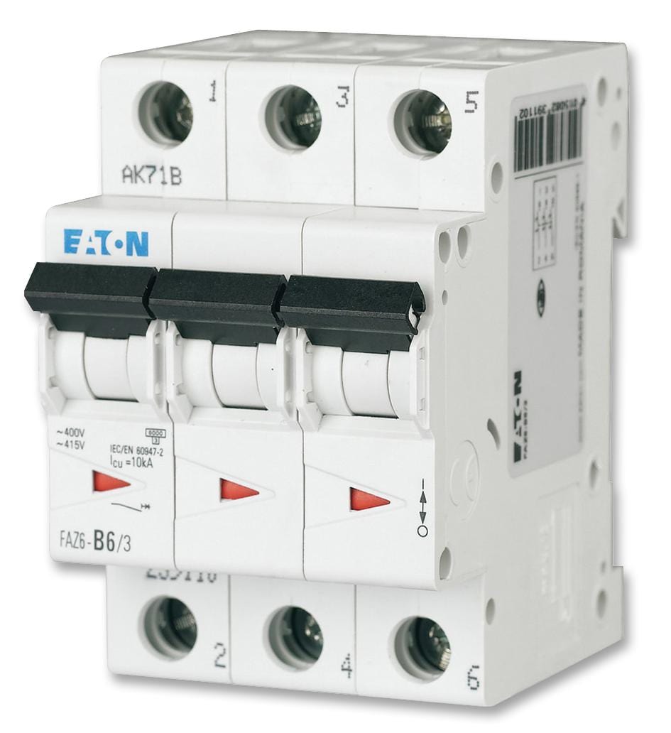 EATON MOELLER Thermal Magnetic FAZ6-B16/3 CIRCUIT BREAKER, 3 POLE, B TYP, 16 A EATON MOELLER 2290085 FAZ6-B16/3
