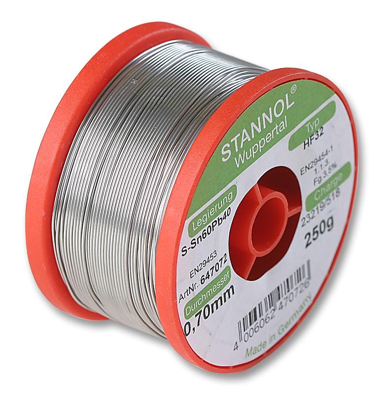 STANNOL Wire HF32 3500 0,7MM 250G SOLDER WIRE, 304FLUX, 0.7MM, 250G STANNOL 817594 HF32 3500 0,7MM 250G