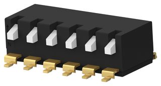 EDSP06SGLFNTU04 Dip Switch, 6Pos, SPST, Piano Key, SMD Alcoswitch - Te Connectivity