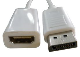 PS000196 Cable, DP Plug-HDMI A Rcpt, White, 1m multicomp Pro