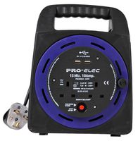 PEL00804 Handbag Reel, 2-Gang, 10A With USB 15m Pro Elec