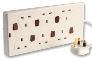 2806S Extension Lead, 6 Gang, INDIV-SW, 2m Pro Elec