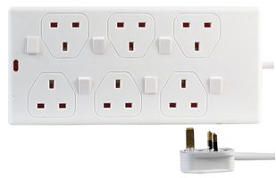 PEL00028 Extension Lead 6g IND SW WHT 1m Pro Elec