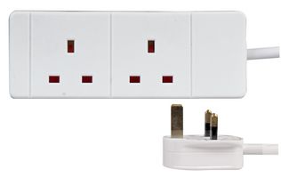 PEL00899 Extension Lead Two Gang White 1m Pro Elec
