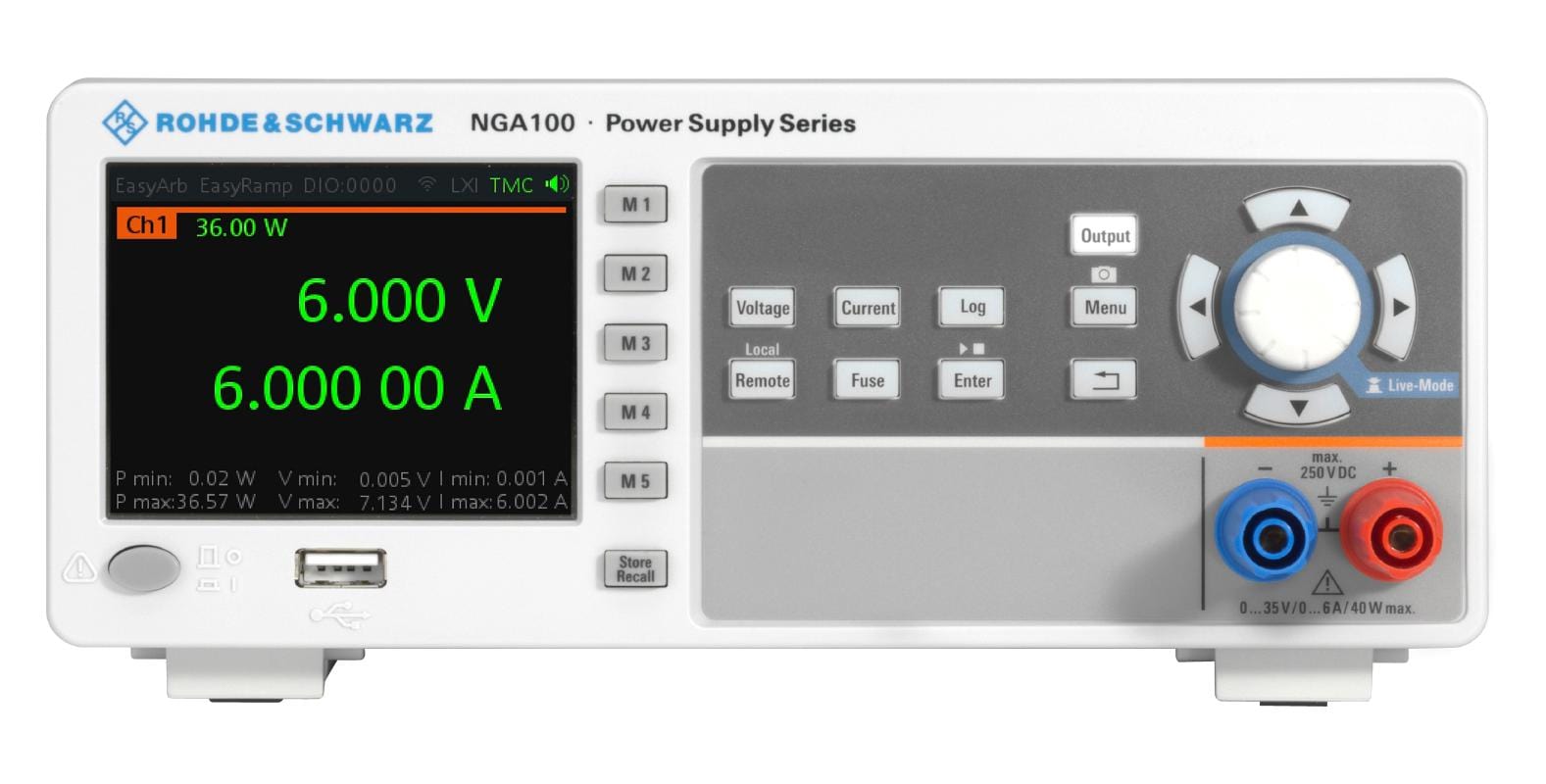 ROHDE & SCHWARZ Bench Top Power Supplies R&S® NGA101 POWER SUPPLY, 1-CH, 35V, 6A ROHDE & SCHWARZ 3677541 R&S® NGA101