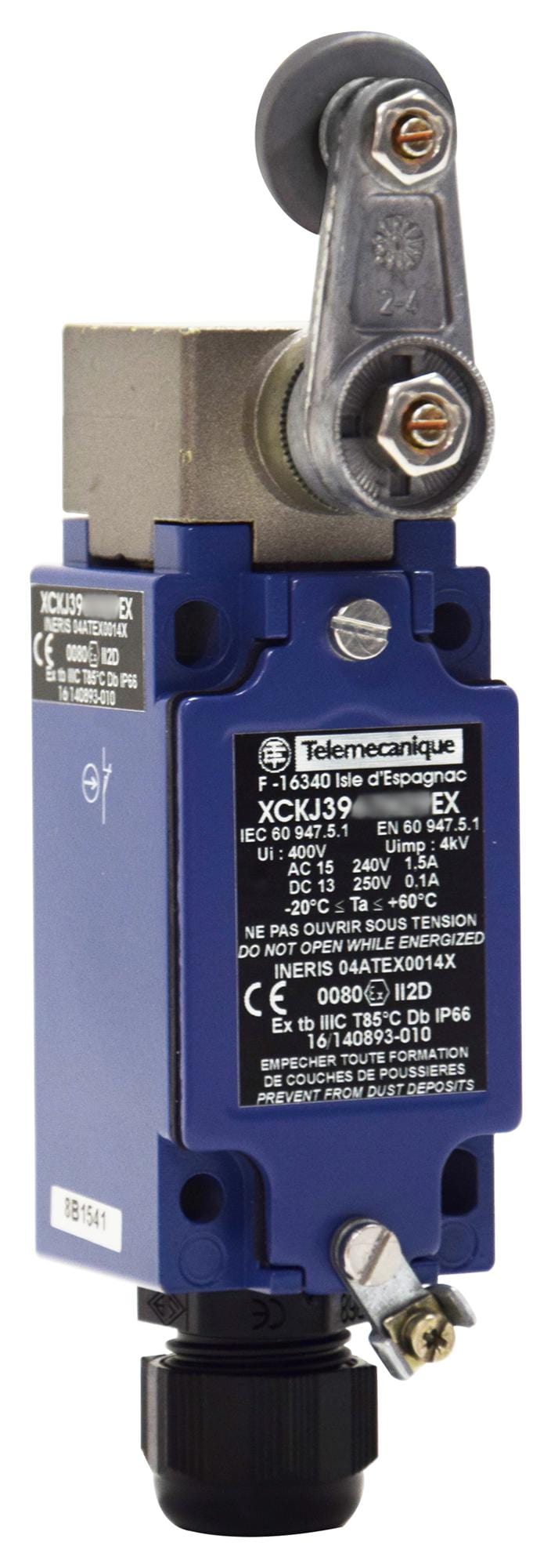 TELEMECANIQUE SENSORS Limit Switch XCKJ390513H29EX LIMIT SW, LEVER, DPST-NC/SPST-NO, 1.5A TELEMECANIQUE SENSORS 3130446 XCKJ390513H29EX