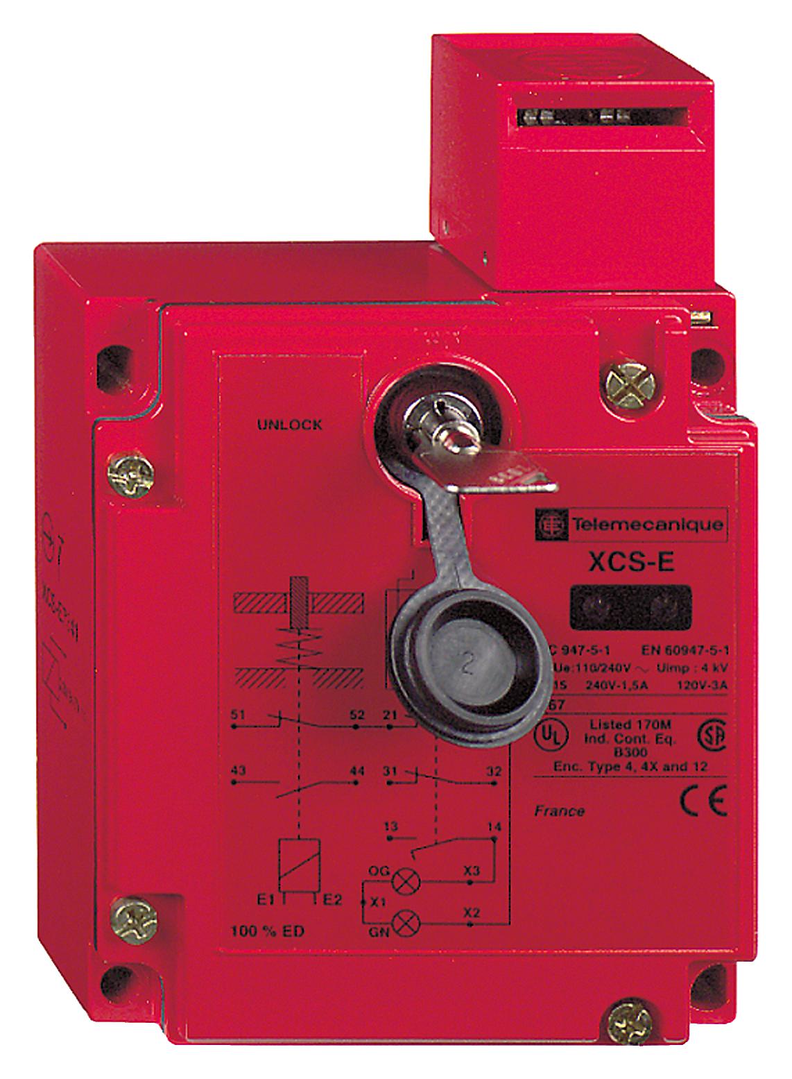 TELEMECANIQUE SENSORS Safety interlock XCSE7532 SAFETY SWITCH, DPST-NC/SPST-NO, 3A, 120V TELEMECANIQUE SENSORS 3130618 XCSE7532