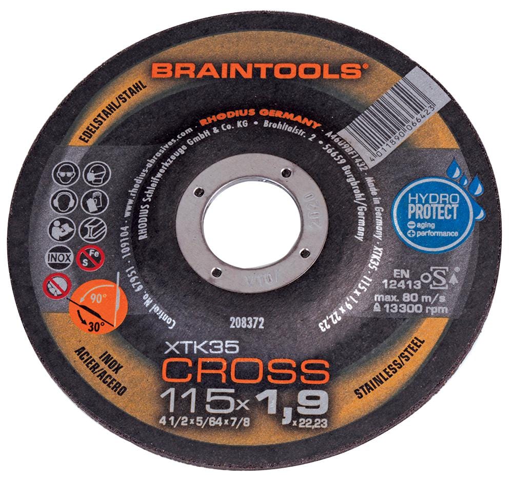 RHODIUS Grinding Disc XT35 CROSS GRINDING & CUTTING DISC, 1.9MM, 115MM RHODIUS 3391658 XT35 CROSS