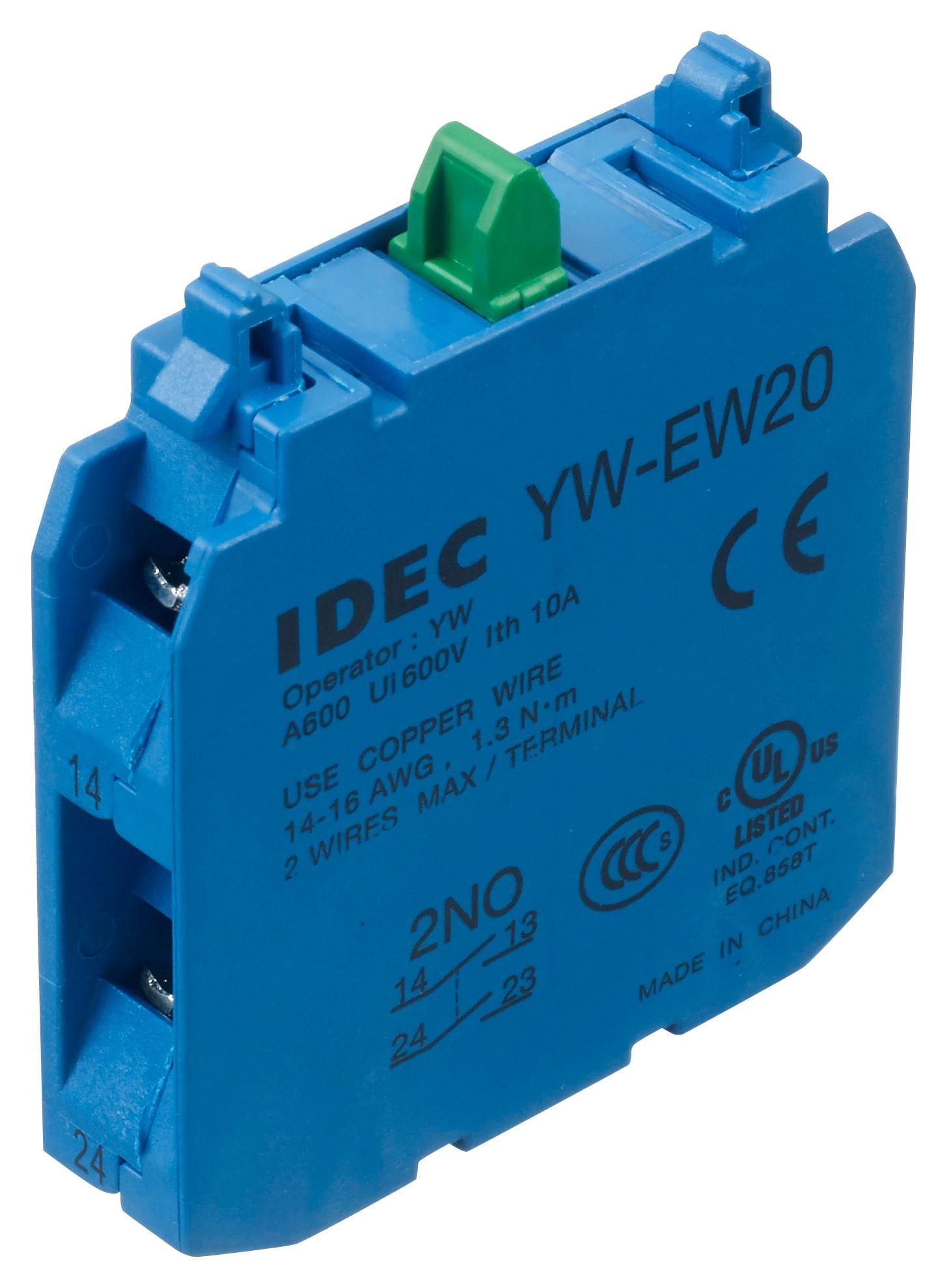 IDEC Contact Blocks YW-EW20 DOUBLE CONTACT BLOCK, 2NO, SCREW IDEC 2833869 YW-EW20