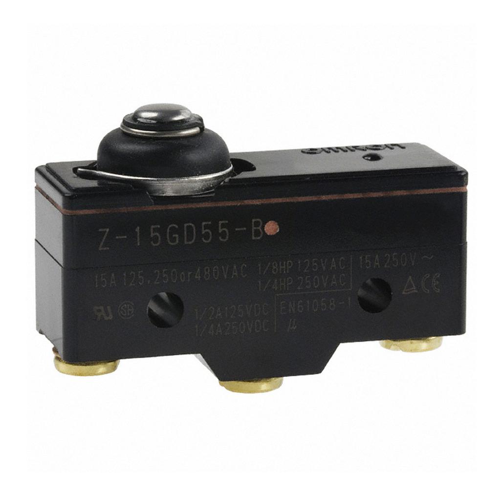 OMRON Microswitch Z-15GD55-B MICROSWITCH, SPDT, 15A, 250VAC, SCREW OMRON 3413282 Z-15GD55-B