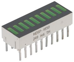 HDSP-4850 - LED Bar Graph Array, Green, 20 mA, 2.1 V, 1.9 mcd, 10 LEDs, 25.4mm x 10.16mm - BROADCOM