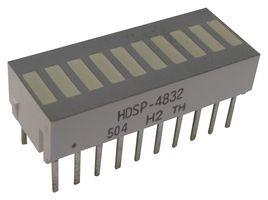 HDSP-4832 - 10 LEDs Bar Array, Red, Yellow, Green, 25.4mmX10.16mm, R 2.1V, Y 2.2V, G 2.1V/R 90mA, Y 60mA, G 90mA - BROADCOM