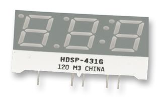 HDSP-433G - 7 Segment LED Display, Green, 20 mA, 2.25 V, 5 mcd, 3, 10 mm - BROADCOM