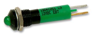 19041351 - LED Panel Mount Indicator, Black Chrome Bezel, Green, 24 VDC, 8 mm, 20 mA, 32 mcd, IP67 - CML INNOVATIVE TECHNOLOGIES