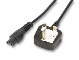 X-3076374A - Mains Power Cord, With Fuse, Mains Plug, UK to IEC 60320 C5, 2 m, 2.5 A, 250 VAC, Black - VOLEX