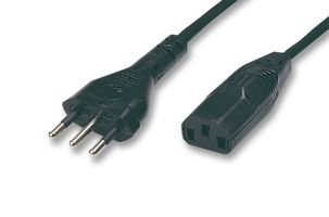 X-525560A - Mains Power Cord, Mains Plug, Italy to IEC 60320 C13, 2.5 m, 10 A, 250 VAC, Black - VOLEX
