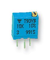 T93YB504KT20 - Trimpot, Multi Turn, Cermet, Top Adjust, 500 kohm, Through Hole, 23 Turns - VISHAY