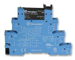 38.81.7.006.9024 - Solid State Relay, SPST-NO, 2 A, 24 VDC, DIN Rail, Screw - FINDER