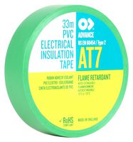AT7 GREEN 33M X 19MM - Electrical Insulation Tape, PVC (Polyvinyl Chloride), Green, 19 mm x 33 m - ADVANCE TAPES
