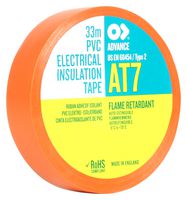 AT7 ORANGE 33M X 19MM - Electrical Insulation Tape, PVC (Polyvinyl Chloride), Orange, 19 mm x 33 m - ADVANCE TAPES