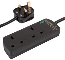 1202NS-10M BLK - Surge Protector, 2 Outlets, UK, 13 A, 240 V, UK Type G, 10 m - PRO ELEC