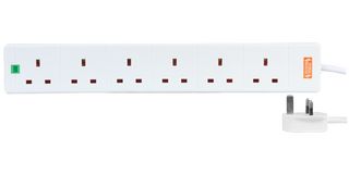 2068S-5M - 6 Gang Surge Protected Extension Lead, White 5m - PRO ELEC