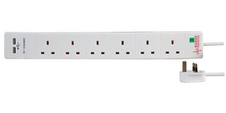 PEL00114 - Surge Protector, 6 Outlets, UK, 13 A, 250 V, UK Type G, 3 m - PRO ELEC