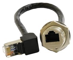 MP009801 - Ethernet Cable, Cat6, C3 Panel RJ45 Jack to 90° RJ45 Plug, Black, 200 mm, 7.9 " - MULTICOMP PRO