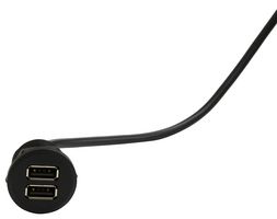 MP009824 - USB Cable, C4 Panel Dual Type A Receptacle to Free End, 1 m, 3.3 ft, USB 2.0, Black - MULTICOMP PRO
