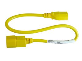 GW-151791 - Mains Power Cord, IEC 60320 C14 to IEC 60320 C13, 500 mm, 10 A, 250 V, Yellow - MULTICOMP PRO