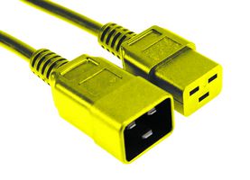 GW-151807 - Mains Power Cord, IEC 60320 C20 to IEC 60320 C19, 500 mm, 16 A, 250 V, Yellow - MULTICOMP PRO