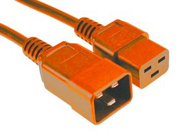 GW-151821 - Mains Power Cord, IEC 60320 C20 to IEC 60320 C19, 2 m, 16 A, 250 V, Orange - MULTICOMP PRO