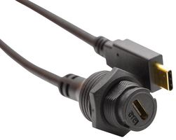 MP011830 - USB Cable, C2 Panel Type C Jack to Type C Plug, 2 m, 6.6 ft, USB 3.1, Black - MULTICOMP PRO