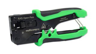 MP011917 - Modular Plug Crimper RJ45 Open Pass, CAT6 and CAT5E Cutter/Stripper - MULTICOMP PRO