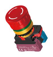 MP-AP2E-BVE01R - Emergency Stop Switch, Red, SPST-NC, Pull/Turn to Reset, Quick Connect, 10 A, 120 V, 24 V - MULTICOMP PRO
